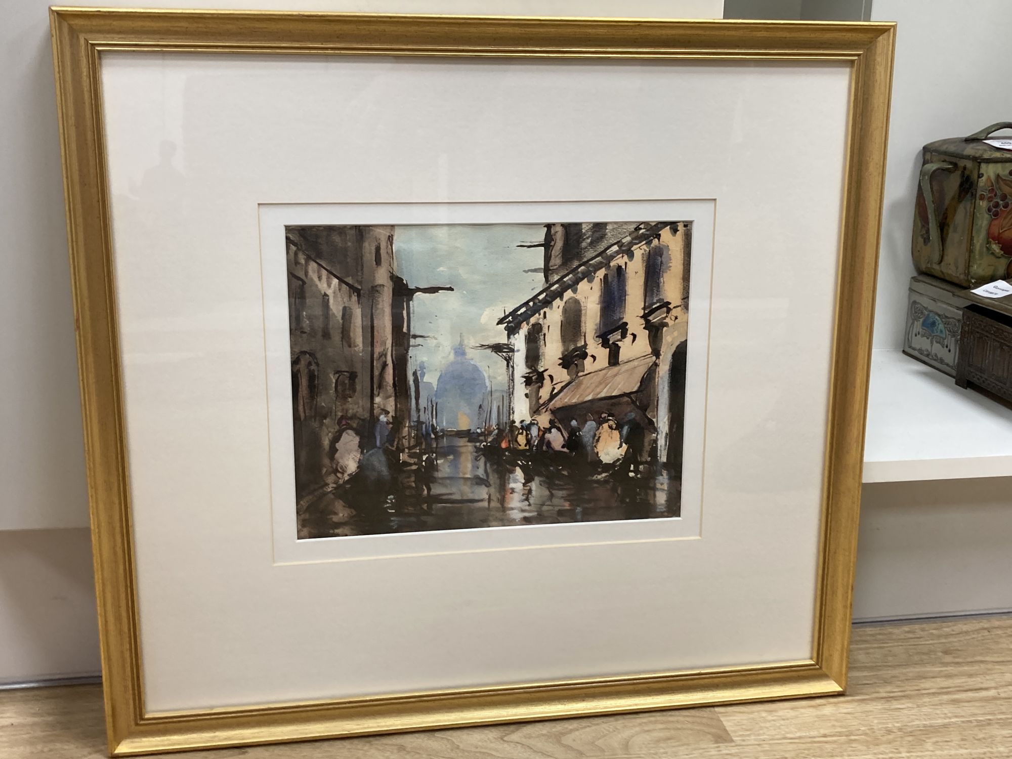 A. Wickham, watercolour, View of Venice, signed, 21 x 27cm